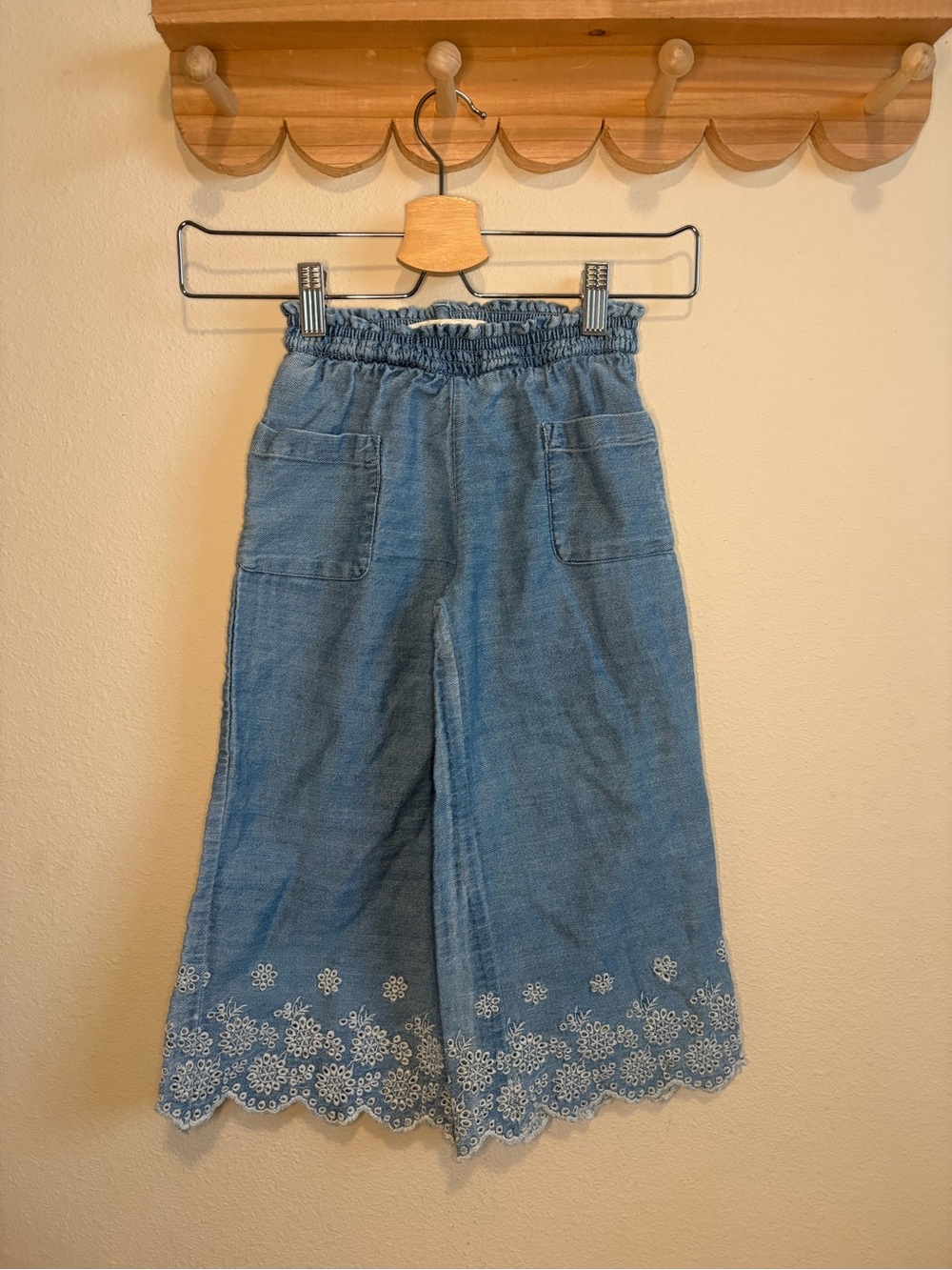 Mini Boden Light Blue Elastic Waist Wide Leg Pants